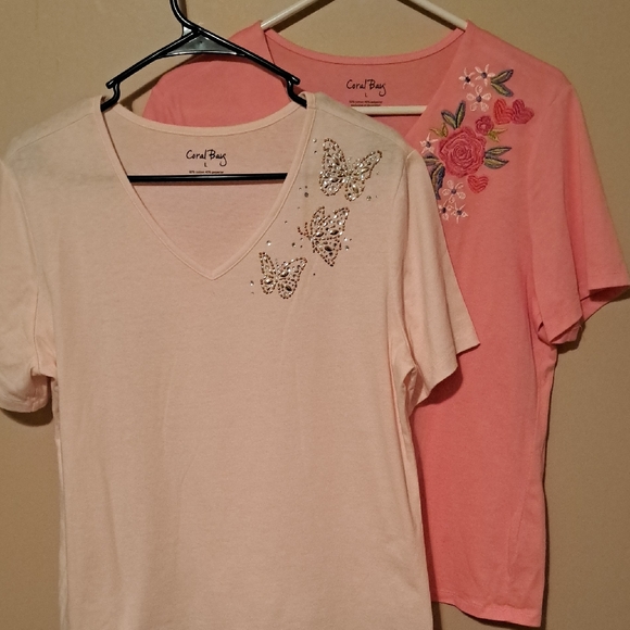 Coral Bay Coral and Pink T-shirt. Large. - Picture 1 of 5